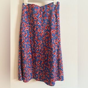 Ann Taylor Blue and Red Floral A-Line Skirt
